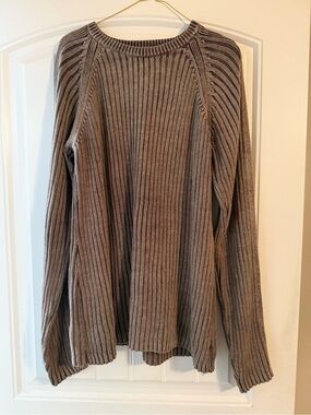 BKE Gray Ribbed Crewneck Sweater
